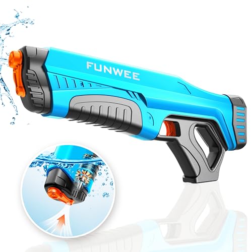 Funwee Electric Water Guns for Adults Kids Automatic Water Reload Shooting Over 250 Blasts Water Blaster Squirt Guns Up to 28 FT Long Range Summer Beach Pool Backyard Outdoor Toys Bright Blue - Image 1