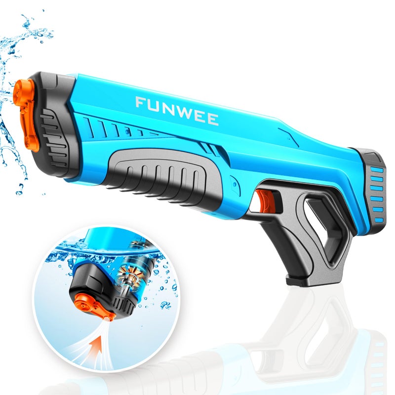 Funwee Electric Water Guns for Adults Kids Automatic Water Reload Shooting Over 250 Blasts Water Blaster Squirt Guns Up to 28 FT Long Range Summer Beach Pool Backyard Outdoor Toys Bright Blue - Image 3