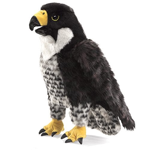 Folkmanis Peregrine Falcon Hand Puppet, Black/White/Yellow - Image 1