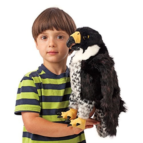 Folkmanis Peregrine Falcon Hand Puppet, Black/White/Yellow - Image 3