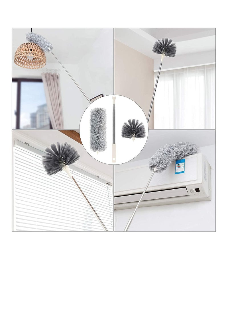 Duster with Extra Long Extension Pole,Womdee Microfiber & Cobweb Double Replacement Heads Extendable Dusters for Cleaning High Ceiling Fan, Cars