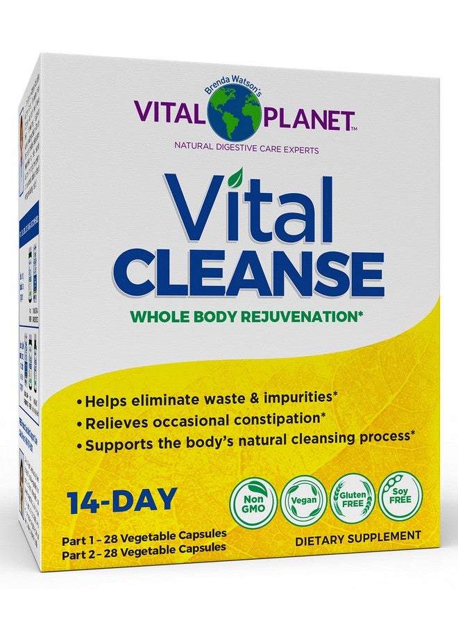 Vital Planet Vital Planet - Vital Cleanse with Milk Thistle, Magnesium, Cape Aloe and Herbs, Natural Supplement for Occasional Constipation and Healthy Elimination, 2-Part - 14 Day Kit, 56 Capsules - Image 1
