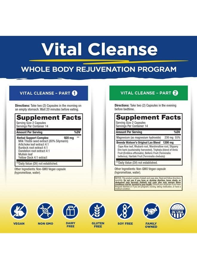 Vital Planet Vital Planet - Vital Cleanse with Milk Thistle, Magnesium, Cape Aloe and Herbs, Natural Supplement for Occasional Constipation and Healthy Elimination, 2-Part - 14 Day Kit, 56 Capsules - Image 2