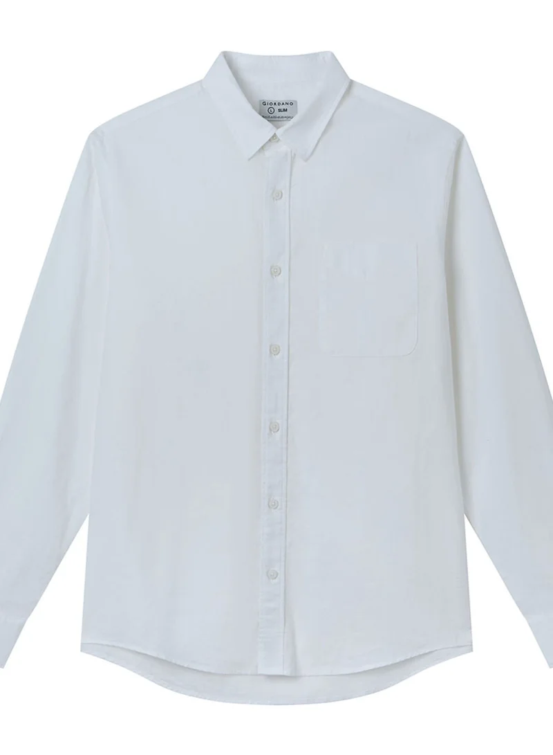 GIORDANO  Men's Slim Linen Cotton Solid Shirt for Men | Best Price UAE