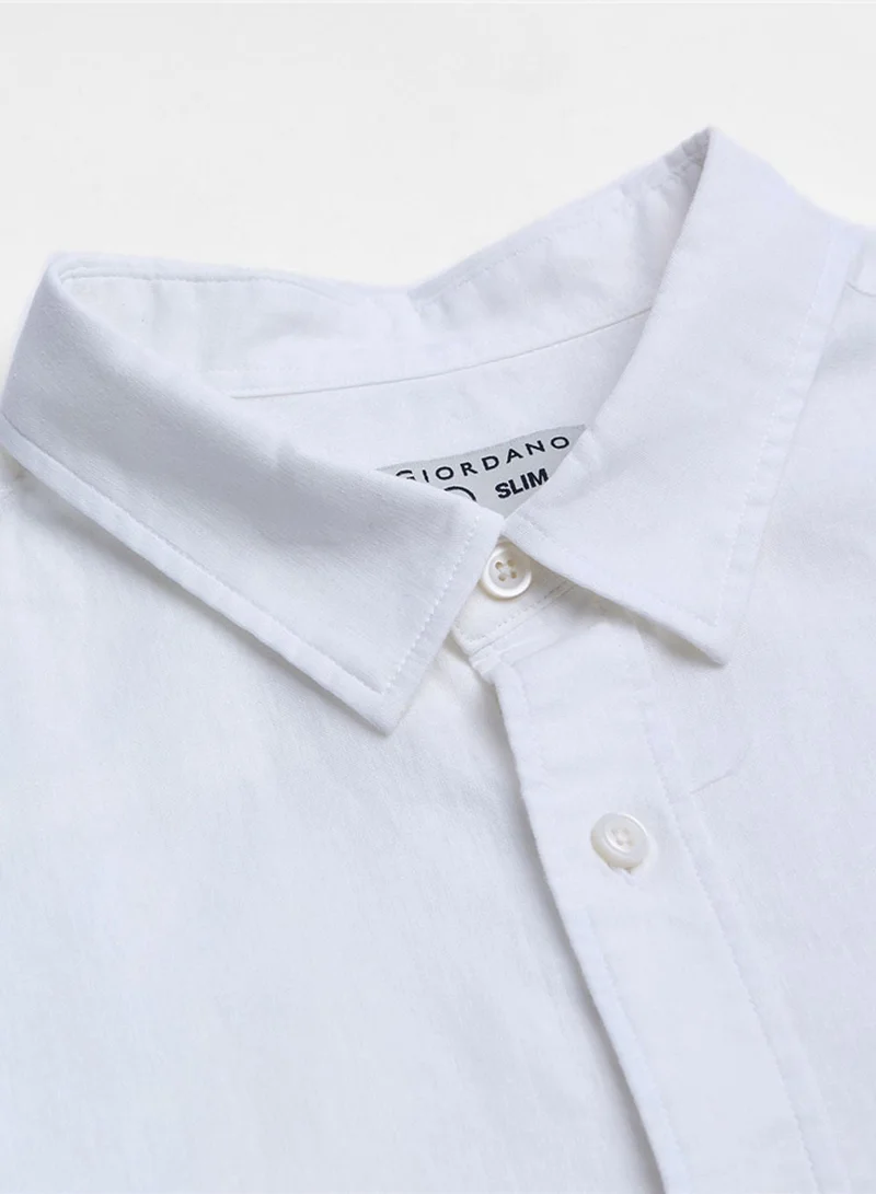 GIORDANO  Men's Slim Linen Cotton Solid Shirt for Men | Best Price UAE