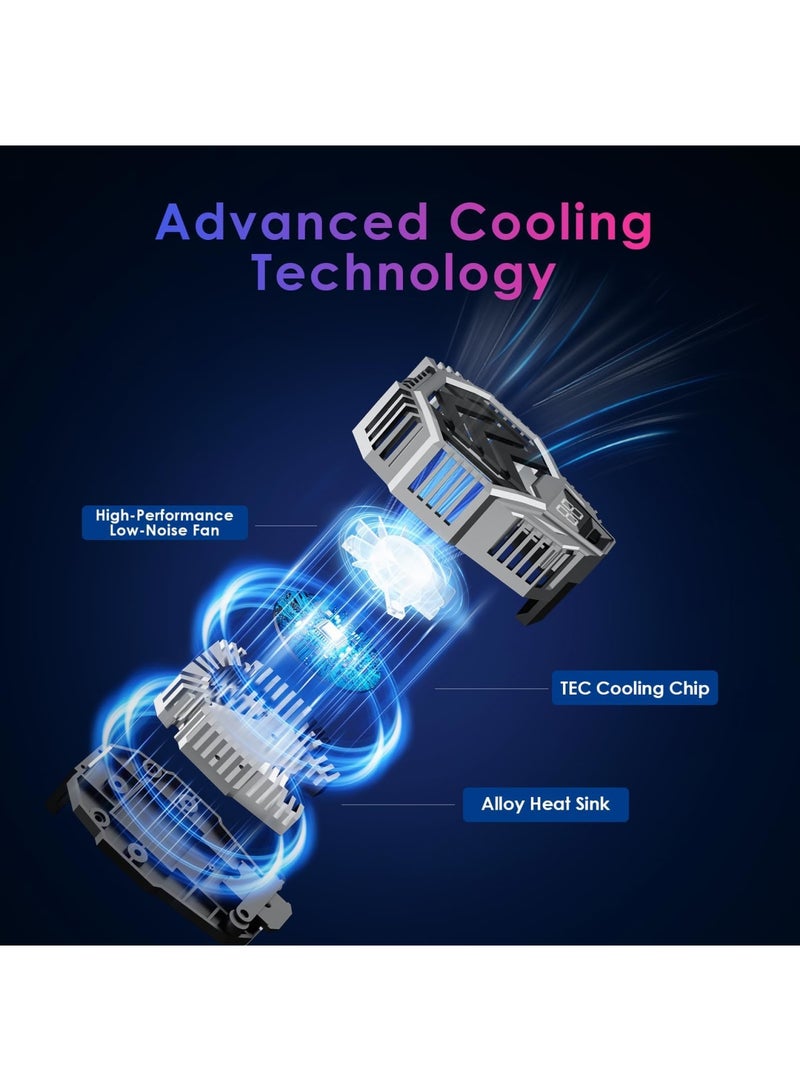 Barakah Phone Cooler with Temperature Display - Advanced Cooling Technology, Twin Turbine Cooling, Ultra Silent, Compatible with 2.67-3.46 inch Smartphones, Cell Phone Radiator for Gaming, Live Streaming - Image 3