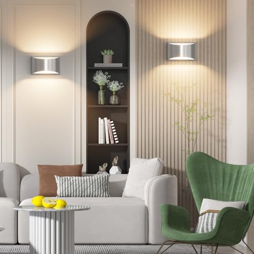 Aipsun Nickel Modern LED Wall Sconce Hardwired Indoor Wall Lights Set of 2 Up and Down Wall Mount Light for Living Room Bedroom Hallway Corridor Conservatory Warm White 3000K(with G9 Bulbs) - Image 4