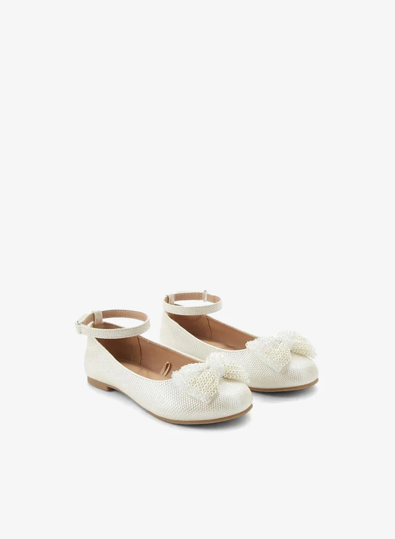 Celeste Girls Pearl Embellished Ballerina Shoes