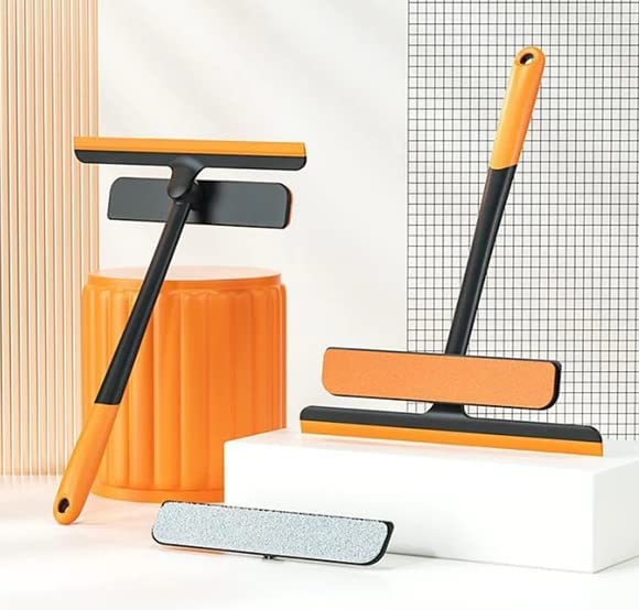 APURK 3 in 1 Plastic Easy Glass Cleaning Brush Wiper Clean Shave Cleaner for Window Mirror Glass Floor Stove Rotatable Silicone Squeegee Scrub Sponge MultiFunctional Viper Pack of 1 - Image 4