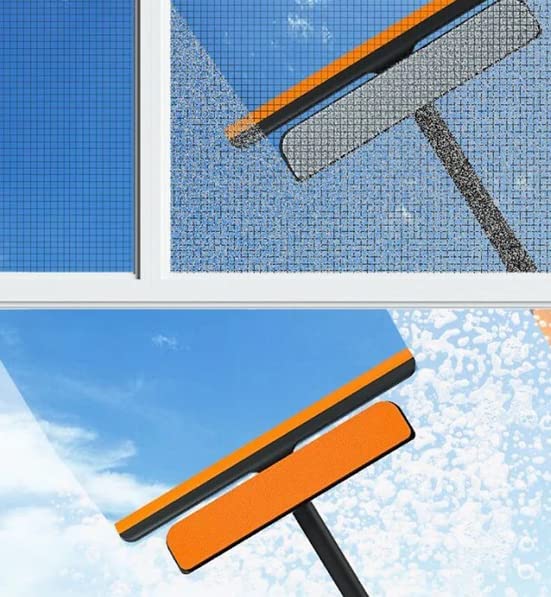 APURK 3 in 1 Plastic Easy Glass Cleaning Brush Wiper Clean Shave Cleaner for Window Mirror Glass Floor Stove Rotatable Silicone Squeegee Scrub Sponge MultiFunctional Viper Pack of 1 - Image 3