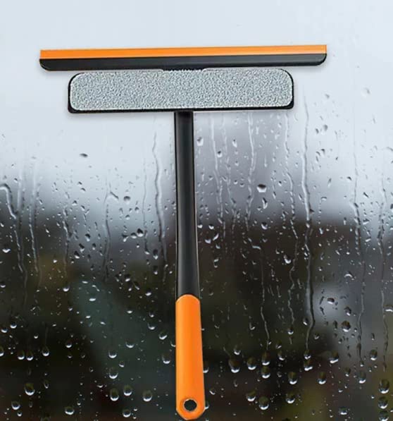 APURK 3 in 1 Plastic Easy Glass Cleaning Brush Wiper Clean Shave Cleaner for Window Mirror Glass Floor Stove Rotatable Silicone Squeegee Scrub Sponge MultiFunctional Viper Pack of 1 - Image 1