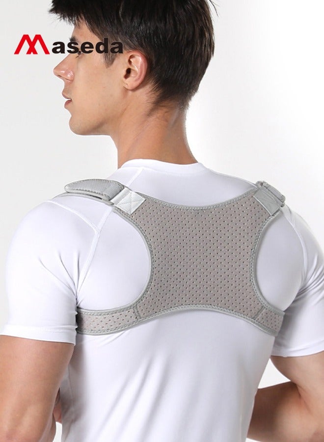 Maseda Adjustable Posture Corrector for Women and Men, Breathable Back Brace Posture Corrector, Back Spine Light Corrector Providing Pain Relief from Lumbar, Neck, Shoulder, and Clavicle, Back, Improve Posture, Correct Hunchback, Slouching, Kyphosis (Grey) - Image 1