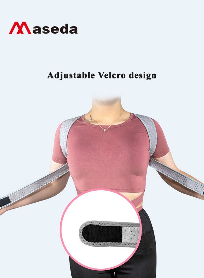 Maseda Adjustable Posture Corrector for Women and Men, Breathable Back Brace Posture Corrector, Back Spine Light Corrector Providing Pain Relief from Lumbar, Neck, Shoulder, and Clavicle, Back, Improve Posture, Correct Hunchback, Slouching, Kyphosis (Grey) - Image 5