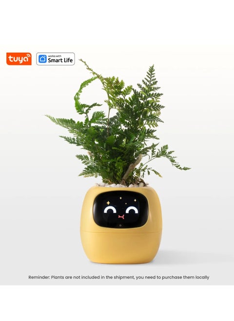 Tuya Ivy Smart Planter,Endless Fun Over 49 Rich Expressions,7 smart sensors,AI Chips Make Raising Plants Easy and Fun(Yellow)