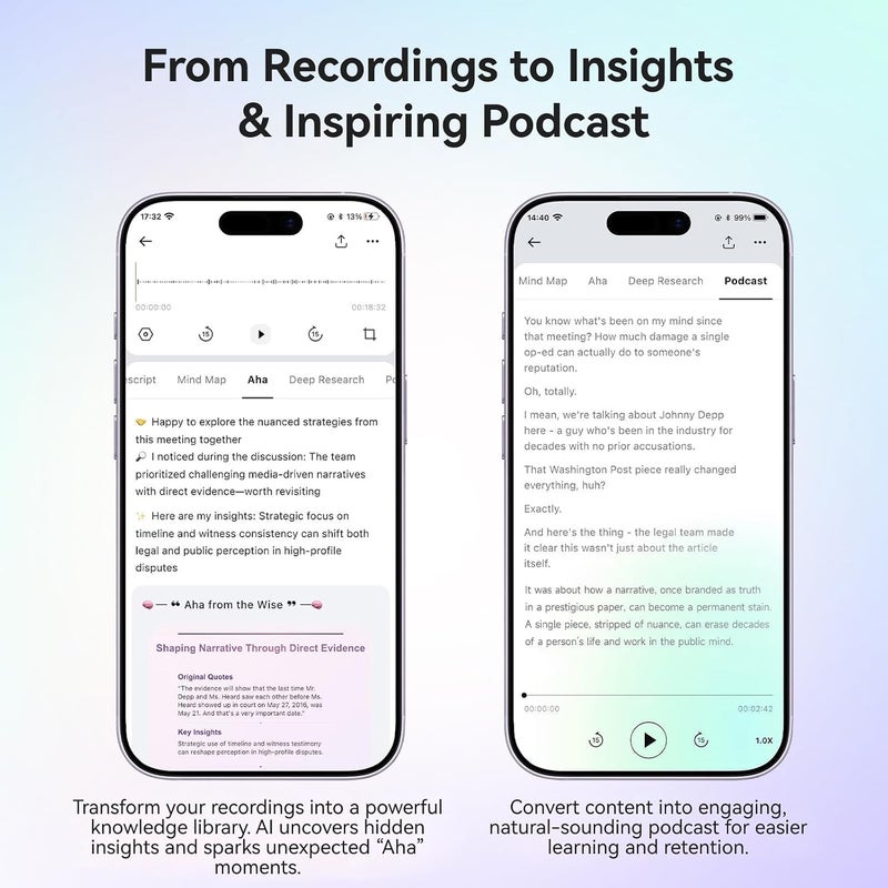 Mobvoi TicNote AI Voice Recorder, AI Transcription & Summary, 64GB | with Case, APP Control, 120+ Languages, Dual-Mode Recording, Voiceprint Identification, AI Shadow, 600 Minutes Free/Month - Image 3