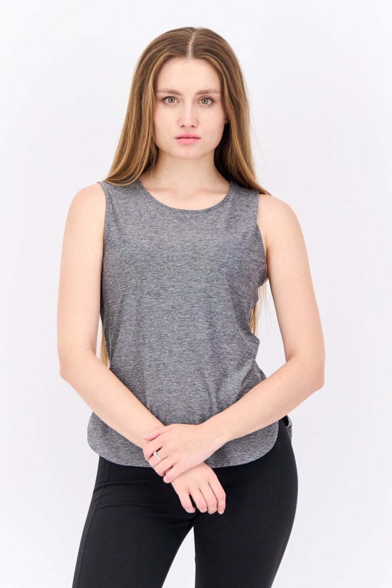 HEAD Women Slim Fit Short Sleeve Outdoor Tank Shirt, Grey - Image 1