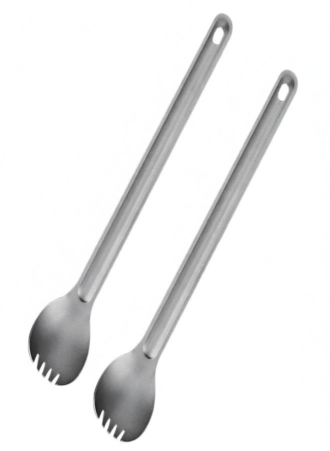 HWZBBEN 2pcs Ti Long Handle Spork Cutlery for Outdoor Camping Backpacking Picnic - Image 1