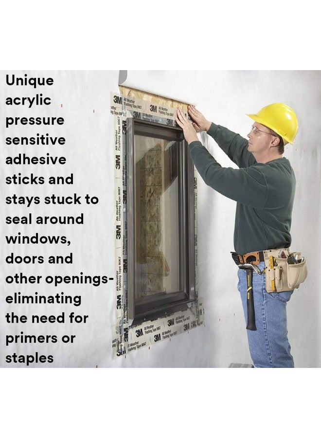3M 3M All Weather Flashing Tape 8067, 6 in x 75 ft, 1 Roll, Adhesive Backed Split Liner, Prevents Moisture Intrusion, Waterproof Flashing Seals Doors, Windows, Openings in Wood Frame Construction  - Image 2