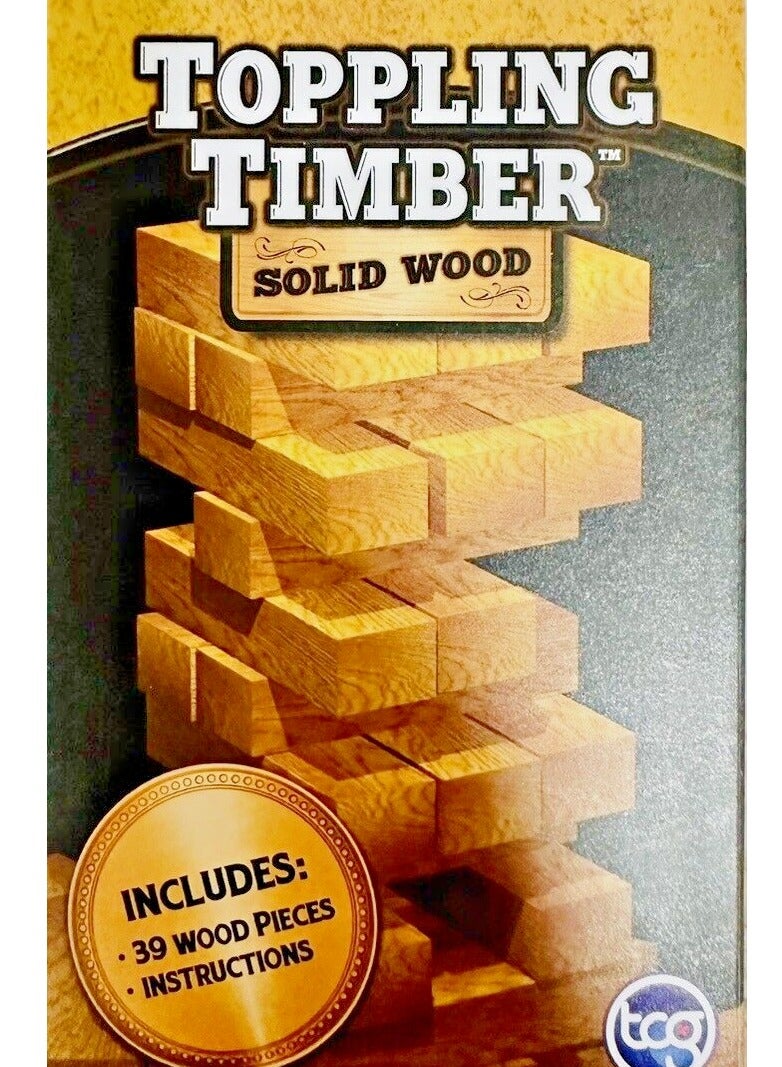 tcg Classic Games Toppling Timber Solid Wooden Blocks Tower Gaming With 39 Wood Blocks For Kids - Image 4