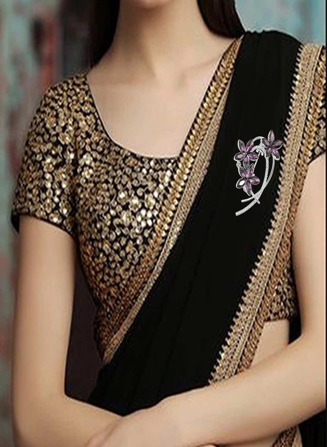 Mahi Combo of 2 Saree pinWedding Wedding Brooch with Purple Crystals for Women (CO1105773RPur) - Image 3