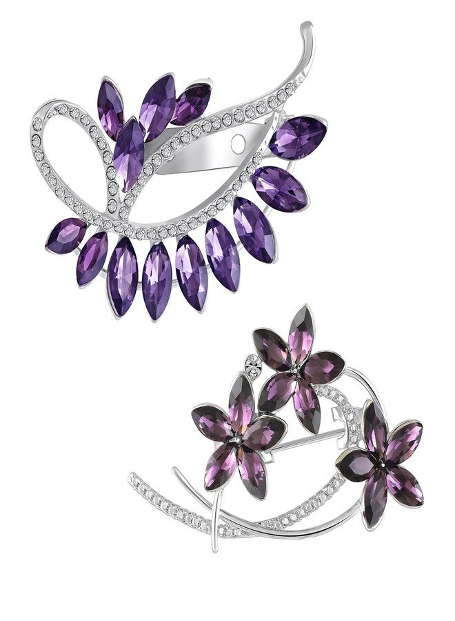 Mahi Combo of 2 Saree pinWedding Wedding Brooch with Purple Crystals for Women (CO1105773RPur) - Image 1