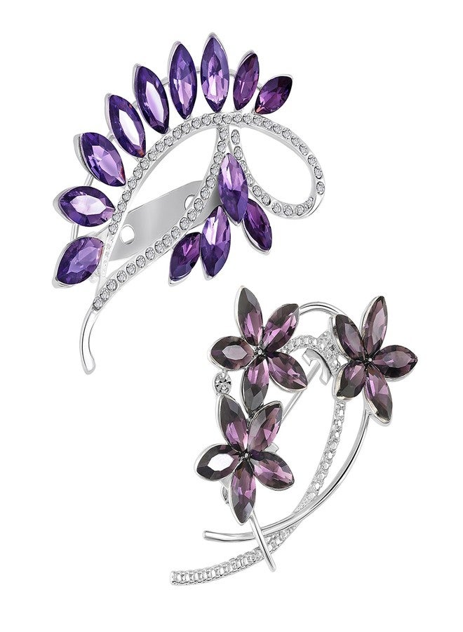 Mahi Combo of 2 Saree pinWedding Wedding Brooch with Purple Crystals for Women (CO1105773RPur) - Image 5