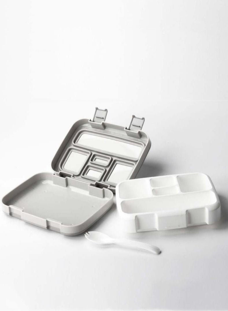 XiuWoo Four-Compartment Fast Food Box Sealed Split Compartment Bento Box Microwave Lunch Box-Grey 800ML  - Image 3