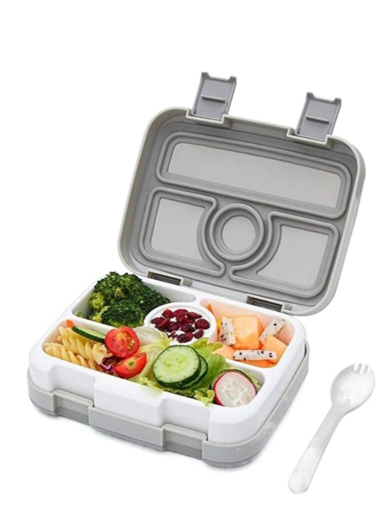 XiuWoo Four-Compartment Fast Food Box Sealed Split Compartment Bento Box Microwave Lunch Box-Grey 800ML  - Image 1