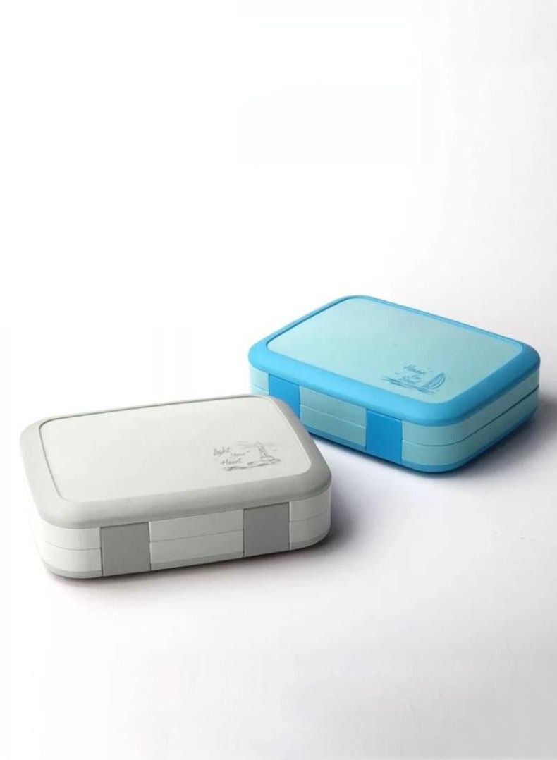 XiuWoo Four-Compartment Fast Food Box Sealed Split Compartment Bento Box Microwave Lunch Box-Grey 800ML  - Image 4