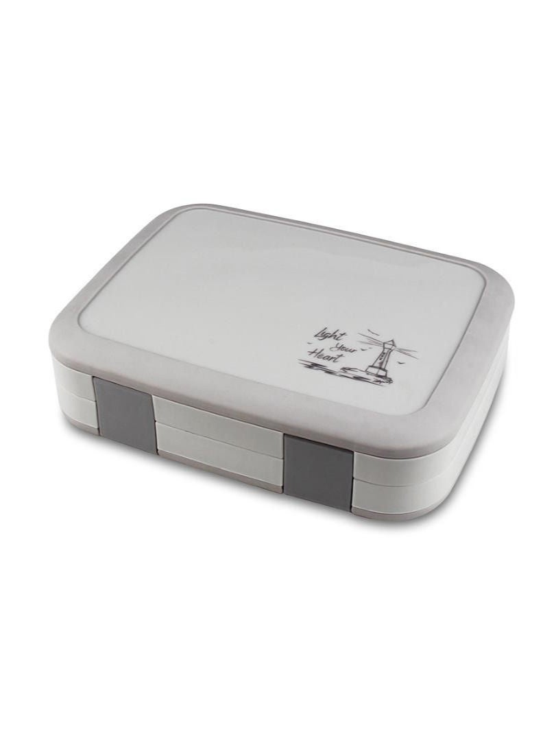 XiuWoo Four-Compartment Fast Food Box Sealed Split Compartment Bento Box Microwave Lunch Box-Grey 800ML  - Image 2