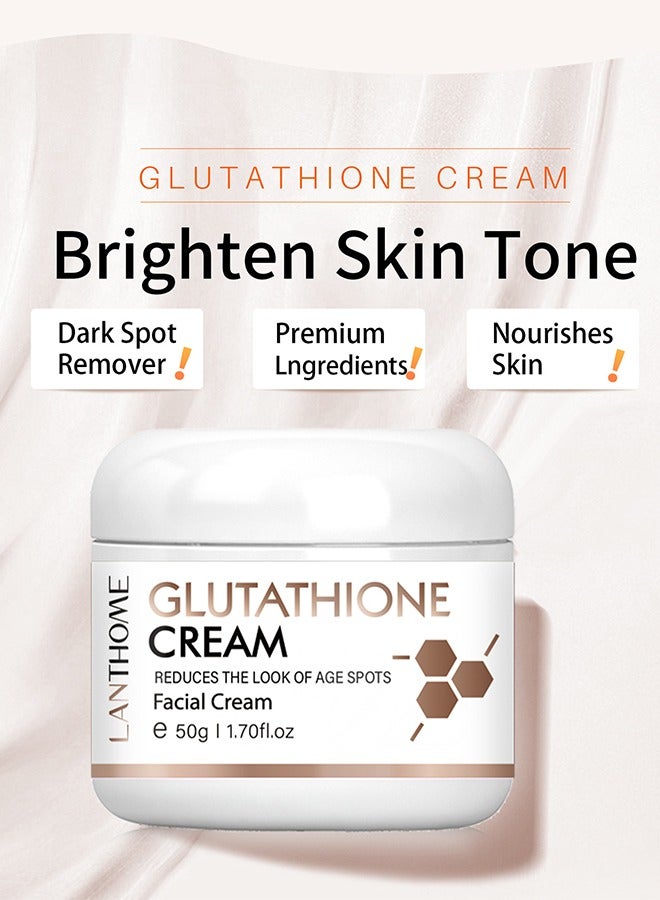 can glutathione lighten dark spots Lanthome Cream 50ml + Glutathione Serum 30ml- VITAMIN C Kojic Acid Natural Skin Nourishing Resurfacing Fade Cream and Serum Brighting Acne Scars Intensively Hydrating Soothing Provide Elastic Youthful Skin Who Is a Good