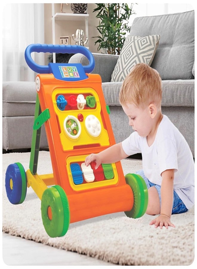JoyRide Baby Activity Walker, Foldable Musical Push Walker for Babies with Recreational Toy Bar 6 to 18 Months, Multicolour (Orange) - Image 5