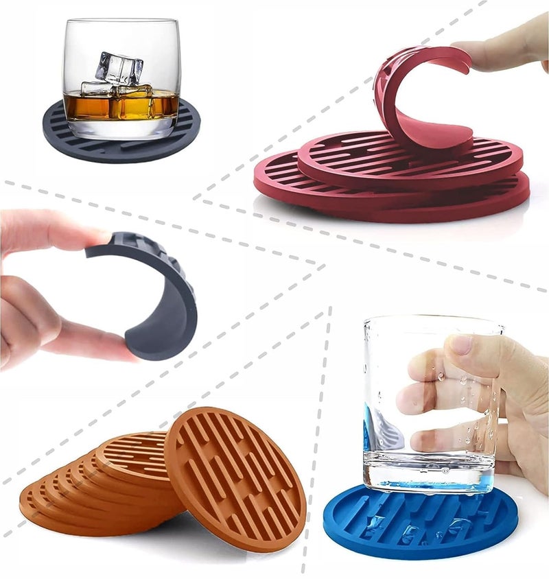 My Creative Hut Silicone Coasters Set of 4 Pot Holder Drink Coasters Perfect Tea Coasters for Dining Table for Hot Pots All Type of Glasses Mugs hot and Cold (Black) - Image 4