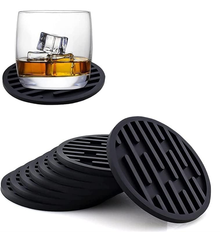 My Creative Hut Silicone Coasters Set of 4 Pot Holder Drink Coasters Perfect Tea Coasters for Dining Table for Hot Pots All Type of Glasses Mugs hot and Cold (Black) - Image 1