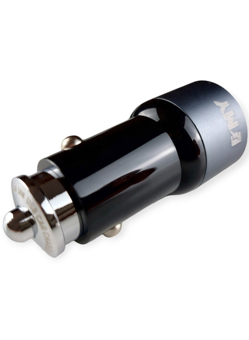 EMY Dual USB Car Charger - 2 Ports - 3.6A Output With Lightning Cable - Image 1