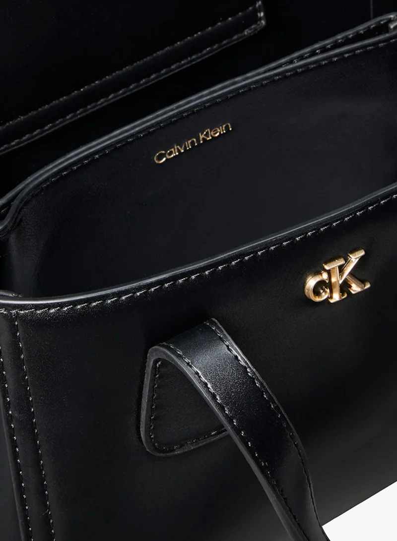 Calvin Klein Black Monogram Plaque Crossbody Tote Bag for Women | Best Price UAE