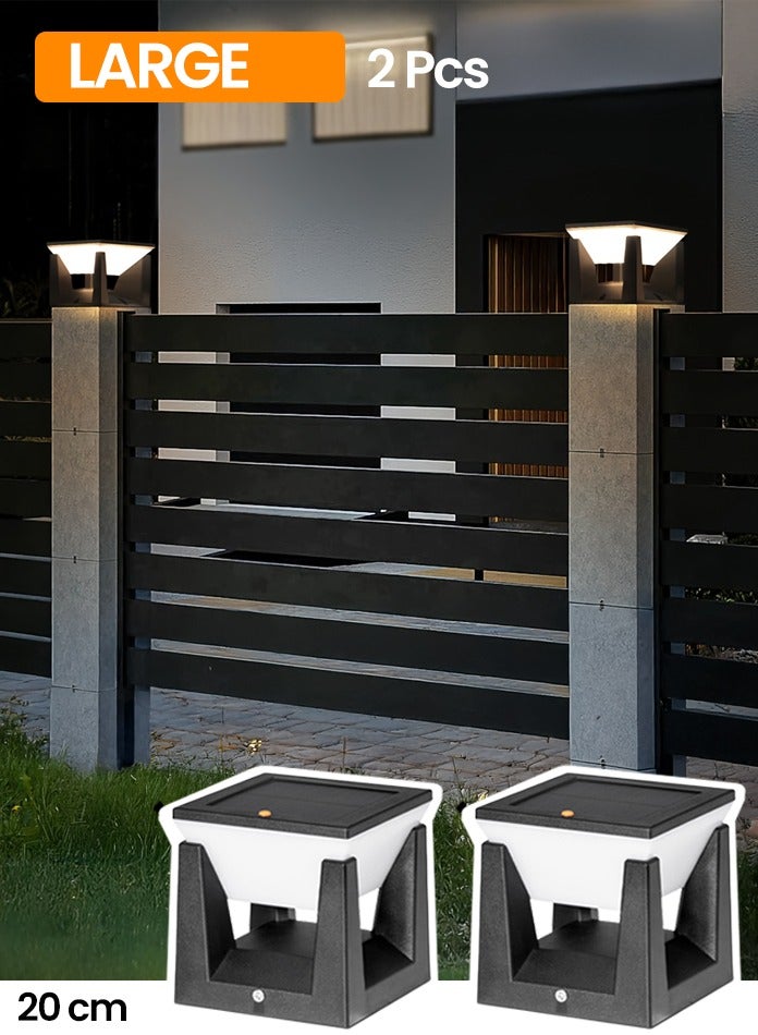 مودي عبوة 2 مصابيح شمسية لأغطية الأعمدة – مصابيح LED خارجية بثلاثة ألوان (3000K/4500K/6500K)، مقاومة للماء IP65، تعمل تلقائيًا من الغروب حتى الشروق – للسياج، الحديقة، الفناء، السطح - Image 1