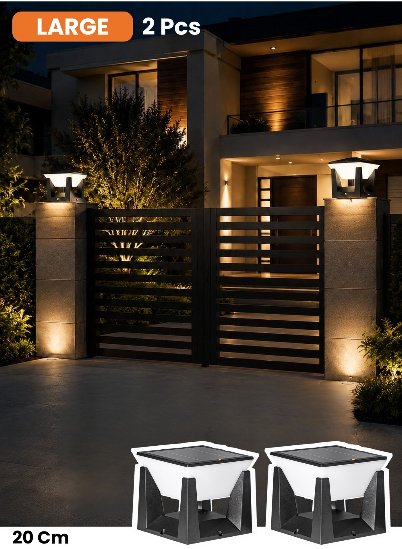 2 Pack Solar Post Cap Lights – Outdoor LED Pillar Lamps with 3 Color Modes (3000K/4500K/6500K), IP65 Waterproof, Auto Dusk to Dawn – For Fence, Garden, Patio, Deck