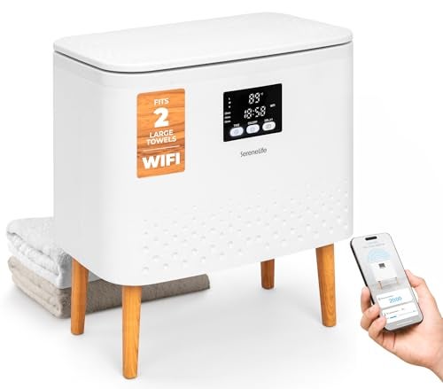 SereneLife WiFi-enabled Towel Warmer Bucket, 20L Large Capacity heater bucket for Towels Blanket and robes, Single-Touch Control, rectangular & Energy-Efficient Design, Auto Shut-Off, White - Image 2