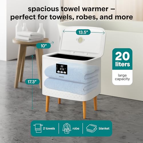 SereneLife WiFi-enabled Towel Warmer Bucket, 20L Large Capacity heater bucket for Towels Blanket and robes, Single-Touch Control, rectangular & Energy-Efficient Design, Auto Shut-Off, White - Image 5