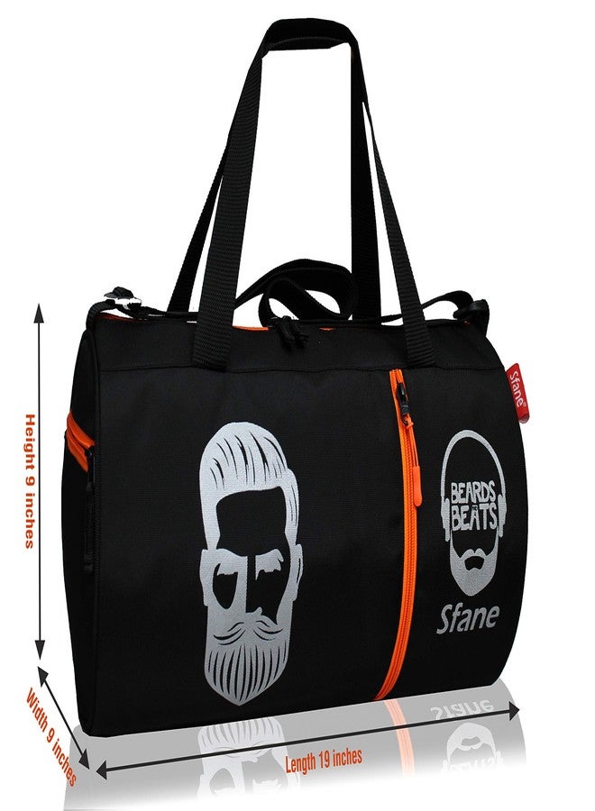 Sfane Men & Women 9.05 inches Black & Orange Mustache PrintedGym Bag/Duffle Bag/Sports Bag/Shoulder Bag/Sports Bags/Gym Bags for Men & Women - Image 2