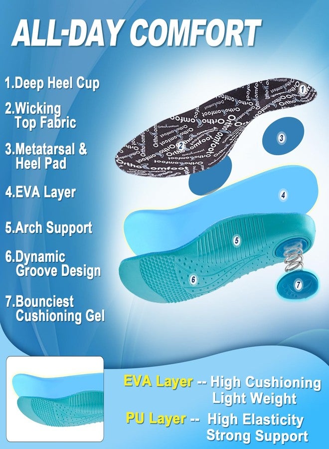 OrthoComfoot Cushion Sneaker Arch Support Insoles Men Women: Plantar Fasciitis Relief Sports Comfortable Inserts, Orthotics Gel Shock Absorbing for Walking, Running, Hiking, Size 10 Men/12 Women - Image 4