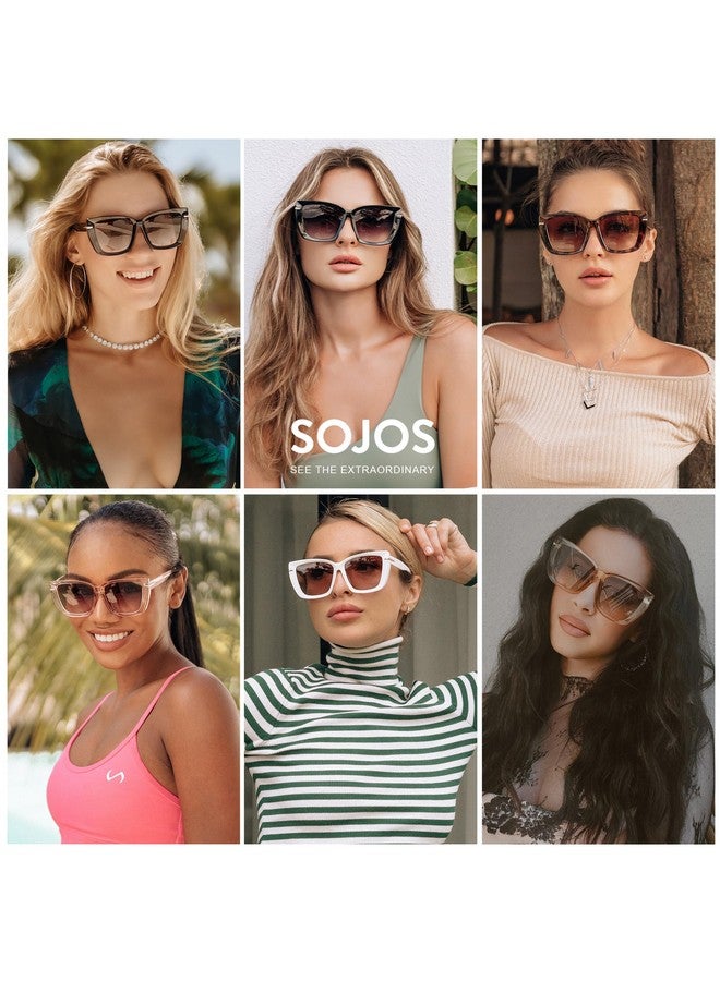 Sojos Oversized Cat Eye Sunglasses Womens Retro Vintage 70S Trendy Stylish Shades Sj2231 White Brown - Image 3