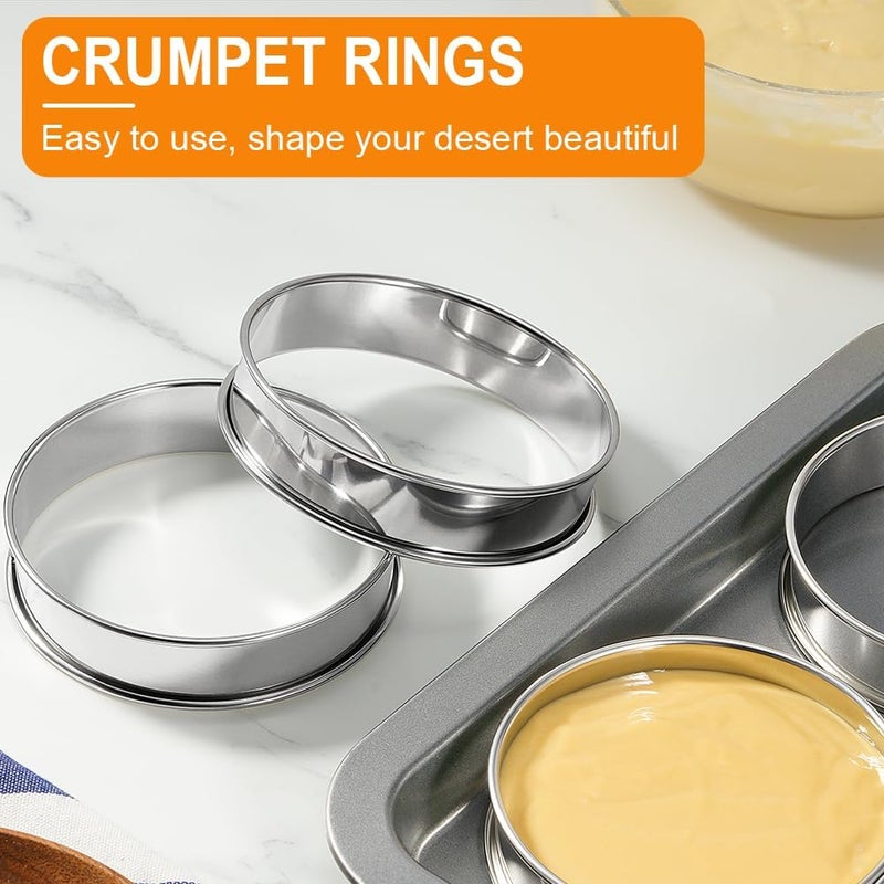 ARRITZ 4inch English Muffin Rings, 6pcs Double Rolled Stainless Steel Crumpet Tart Rings for Baking - Image 3
