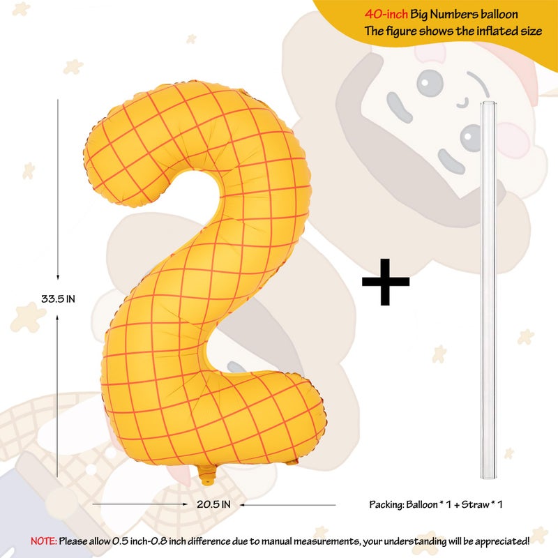 CHANGZHONG 40" Matte Yellow Balloons Toy Inspired Story Theme party Supplies, Number Birthday Decoration, Cowboy Decorations Western, Cowgirl Party Balloon Digital 2 - Image 2