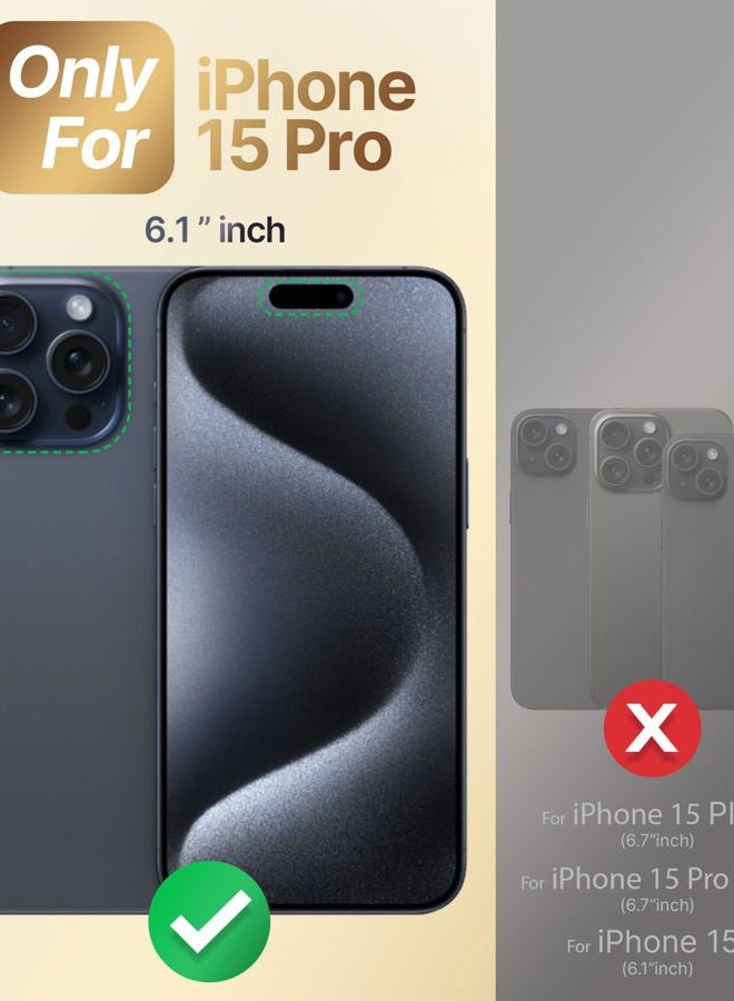 XYZ for iPhone 15 Pro Case with Stand, Phone Case with Double Ring Kickstand, Women Girls Bling Luxury Case Heart for iPhone 15 Pro, Black - Image 2