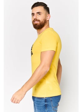 DeFacto Men Crew Neck Short Sleeve T-Shirt, Dark Yellow  - Image 3