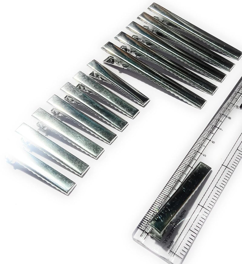 Delicate combo of 50 Pieces 4.5 cm silver COLOUR and 30 unit 7.5 cm long Flat Metal Single Prong Alligator DIY Bow Hair Clips - Image 1