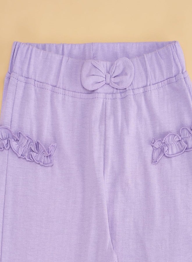 YU by Pantaloons Baby Girl's Regular Fit Pants (110144518001_Lavender - Image 3