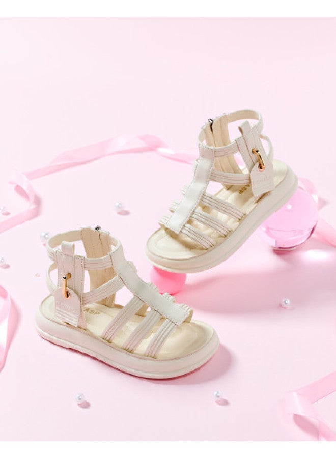 Bumblebee Girls' Open-toe Sandals, Big Kids' Hollow-out Summer Sandals, Fashion Roman Sandals For Little Girls, Trendy Children's Beach Shoes - Image 1